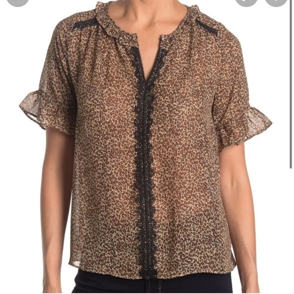 Everleigh Anthropologie sz med and xz leopard print blouse shirt new tag… - Picture 1 of 4